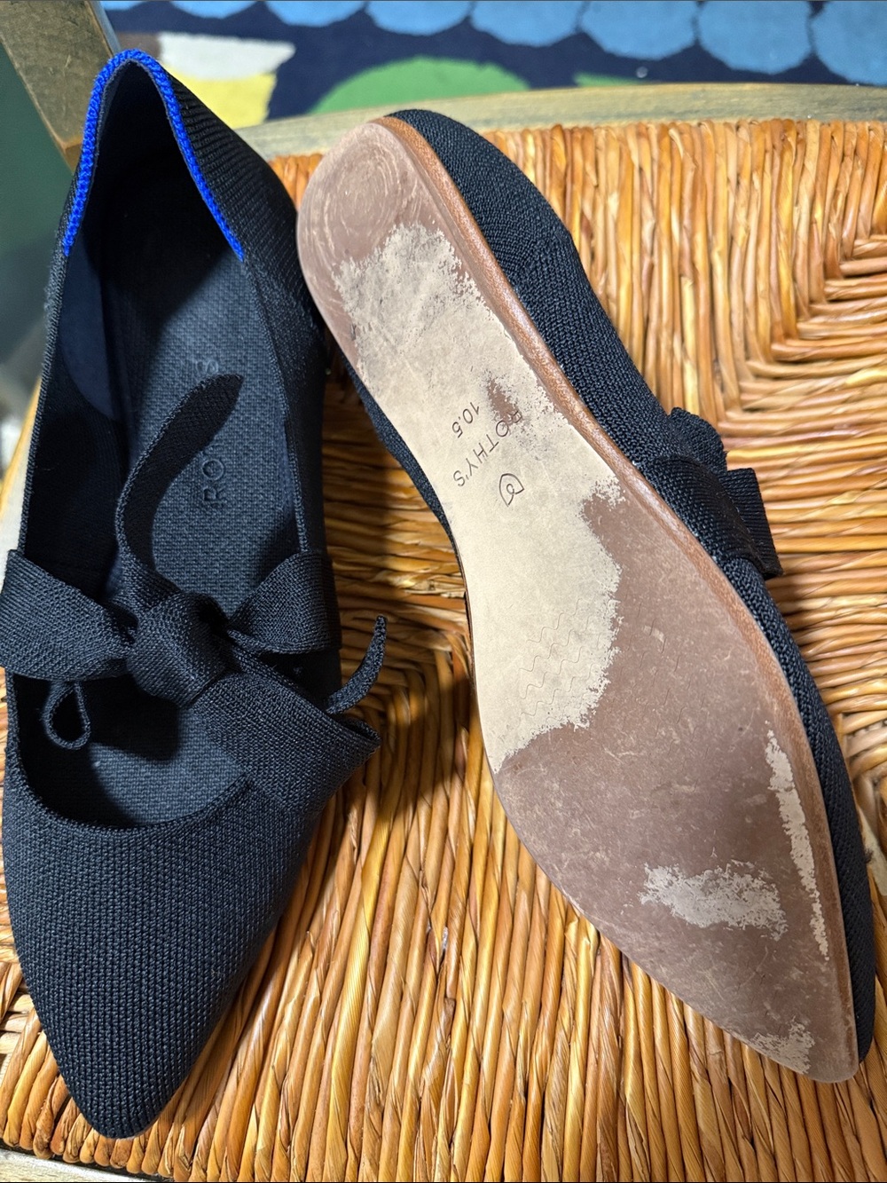 Rothy's Black Pointed Bow Flats - Picture 5 of 5